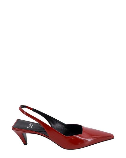 Gucci Red Pointed-toe Slingback Pumps