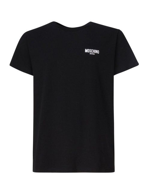 Moschino Black Logo Printed Crewneck T-Shirt for men
