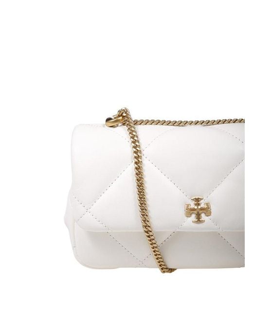 Tory Burch White Kira Diamond Quilted Mini Shoulder Bag