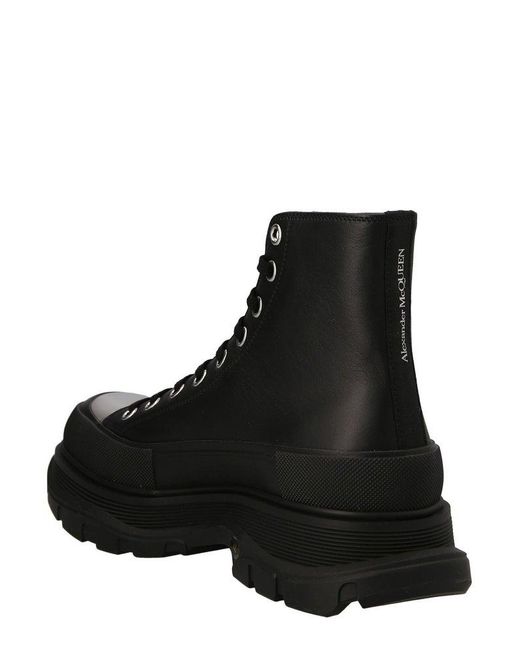 Alexander McQueen Black Tread Slick Round-toe Boots for men