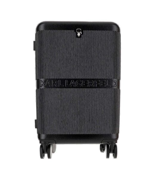 Karl Lagerfeld Black K/ikonik Logo Embossed Suitcase