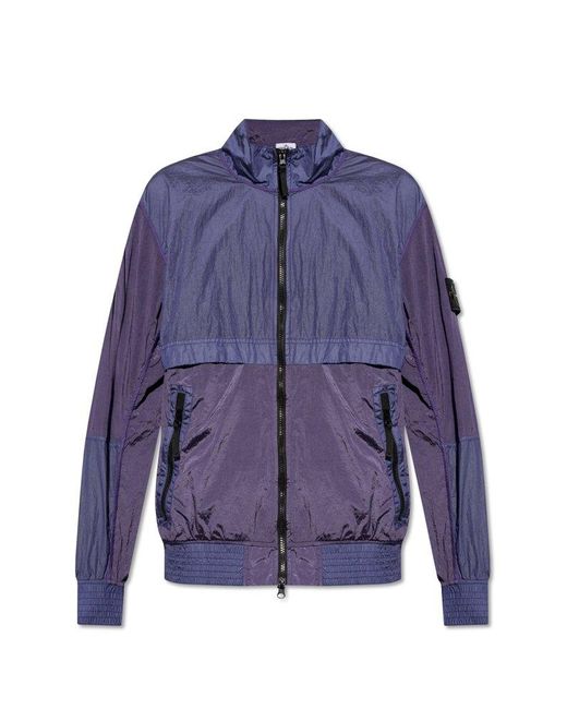 Stone Island Blue Jacket With A Stand-Up Collar for men