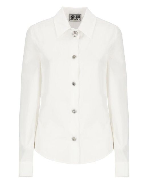 Moschino White Jeans Long-sleeved Button-up Shirt