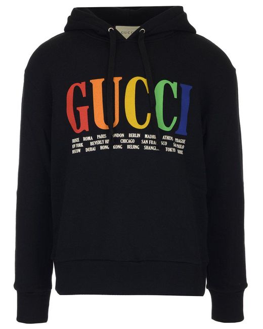 Gucci Black Cities Hooded Sweatshirt for men