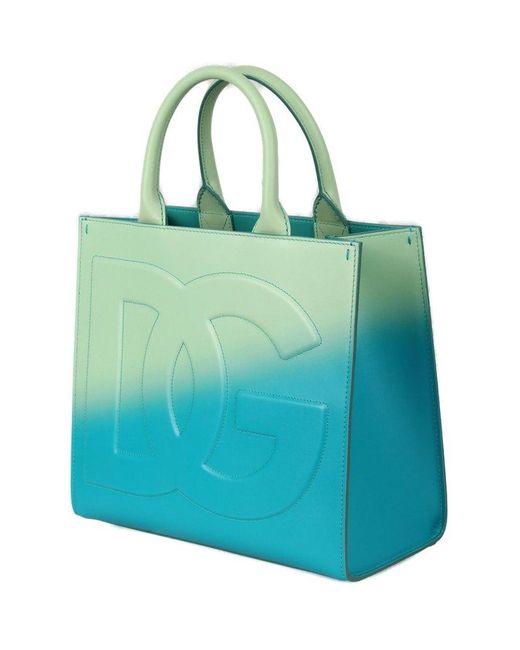 Dolce & Gabbana Blue Dg Logo Embossed Tote Bag