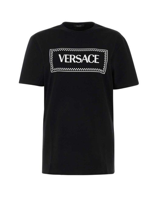 Versace Black Logo Printed Crewneck T-shirt