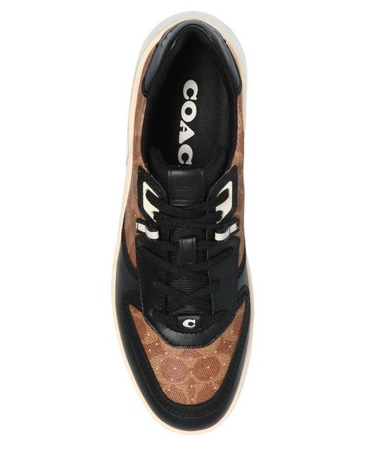 Coach Brown & Black Citysole Court Sneakers In Tan Black