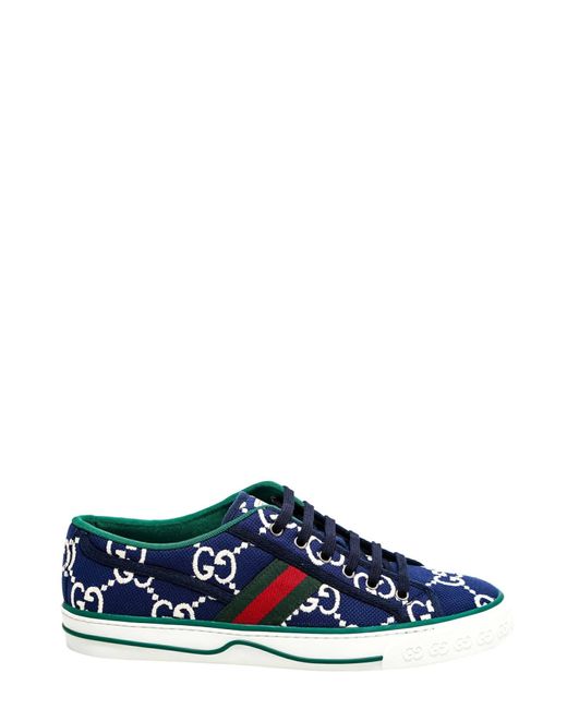 Gucci Blue Canvas Low Trainers for men
