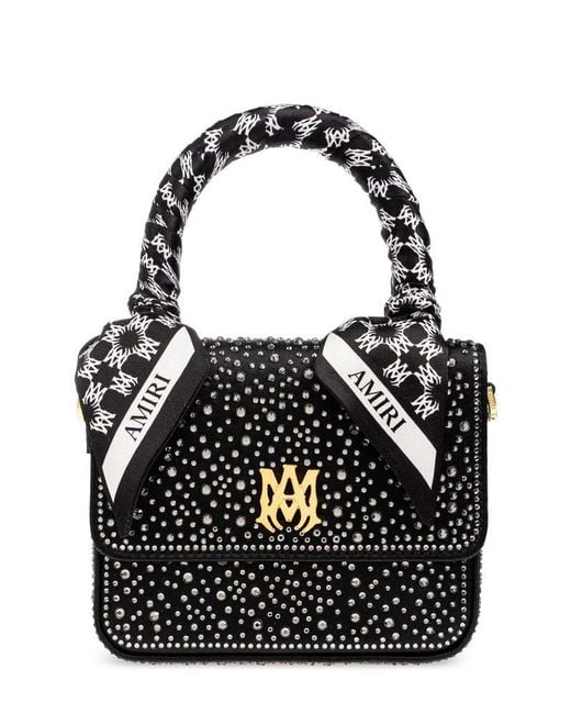 Amiri Black Embellished Scarf Detailed Top Handle Bag