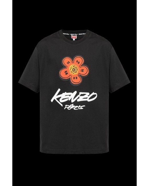 KENZO Black Logo Printed T-Shirt for men