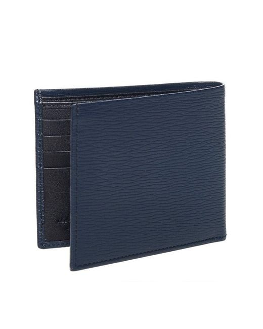 Ferragamo Blue Logo Plaque Bi-fold Wallet for men