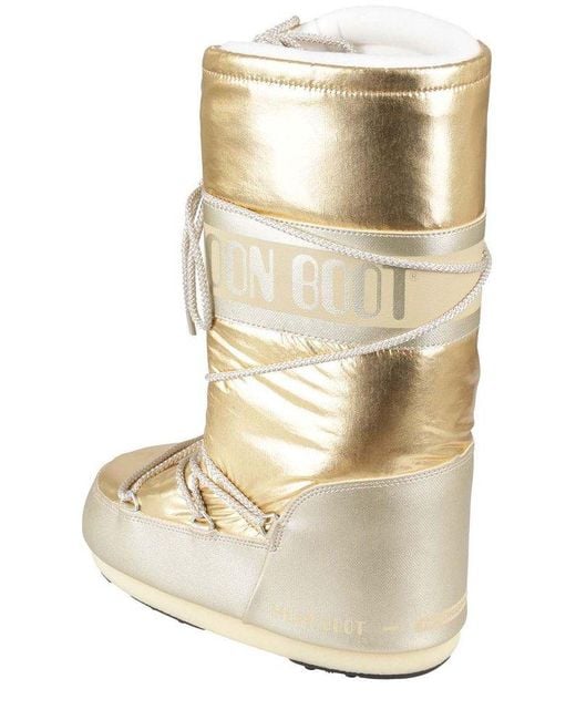 Moon Boot Natural Metallic Effect Lace-up Boots