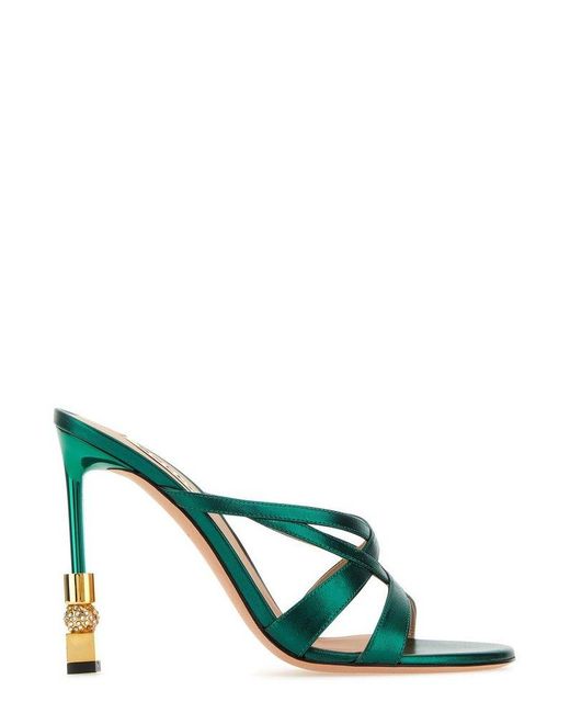 Bally Green Carolyn Crossover Strapped Sandals
