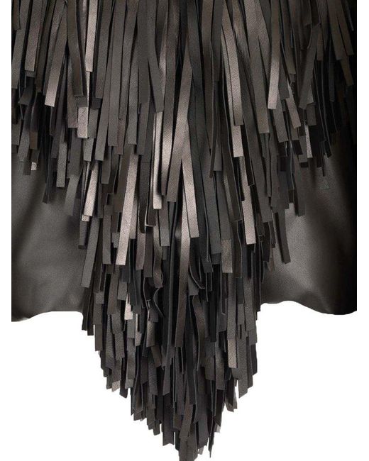 Alaïa Black Fringed Bomber Jacket Jackets