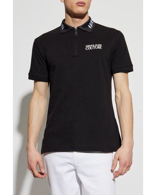 Versace Jeans Couture Black Polo With Logo Design for men