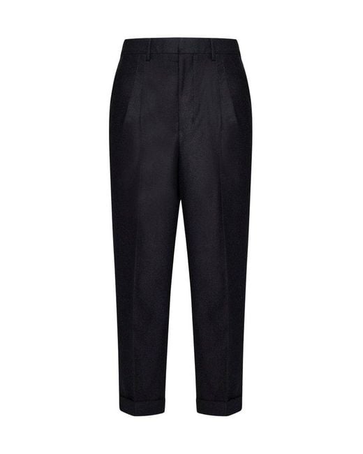 AMI Blue Pleated Carrot Fit Trousers for men
