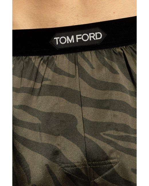 Tom Ford Green Logo Waistband Zebra Printed Boxers for men