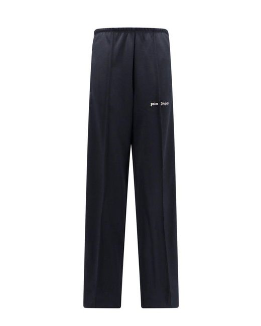 Palm Angels Blue Logo Embroidered Wide Leg Track Pants
