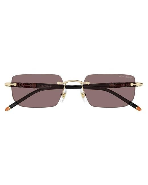 Montblanc Brown Rectangular Frame Sunglasses