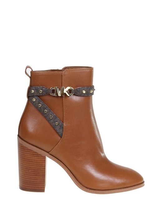 MICHAEL Michael Kors Leather Farrah Ankle Boots in Brown - Lyst