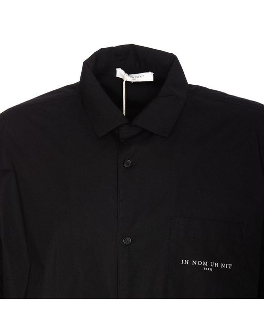 Ih Nom Uh Nit Black Logo Printed Short-sleeved Shirt for men