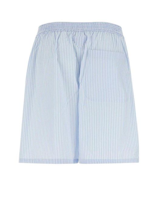 Prada Blue Striped Knee-length Deck Shorts for men