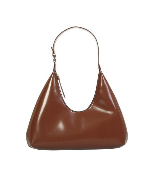 By Far Brown Amber Sequoia Semi Patent Leather Bag