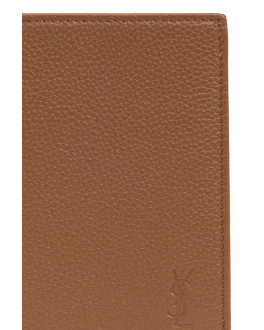 Saint Laurent Brown Leather Folding Wallet for men