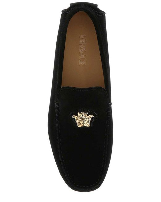 Versace Men's Medusa Plaque Slip-On Loafers - Black