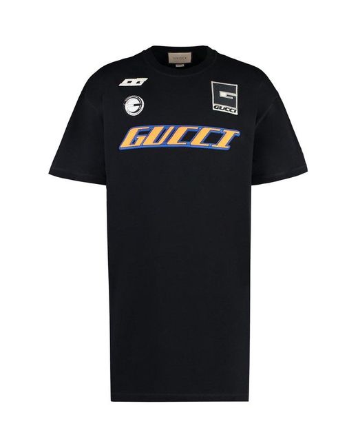 Gucci Black/ Brand-appliqué Longline Cotton-jersey T-shirt for men