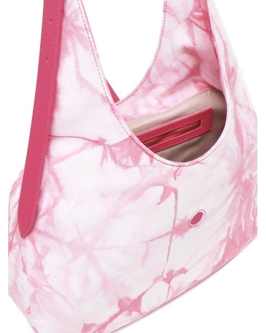 Pinko Pink Abstract Printed Logo Detailed Shoulder Bag