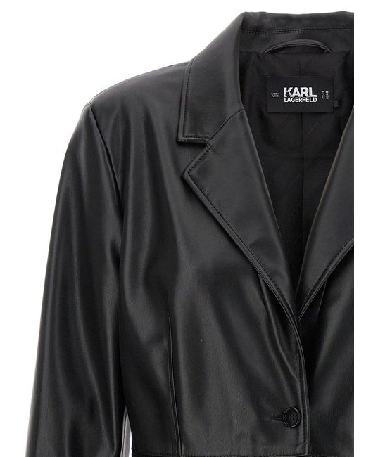 Karl Lagerfeld Black Recycled Leather Blazer Blazer And Suits