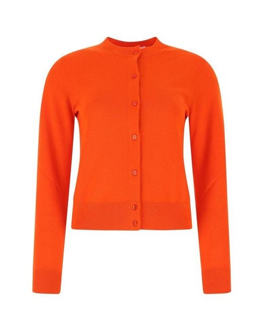 BOSS by HUGO BOSS Buttoned Crewneck Cardigan in Orange | Lyst