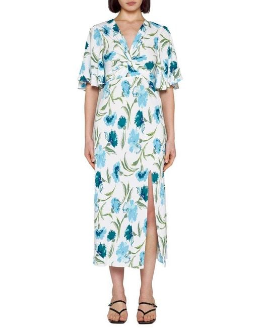 Diane von Furstenberg Blue Bessie Floral Printed Dress