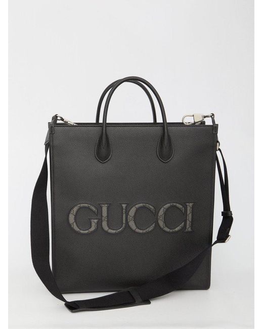 Gucci Black GG Embossed Medium Tote Bag for men