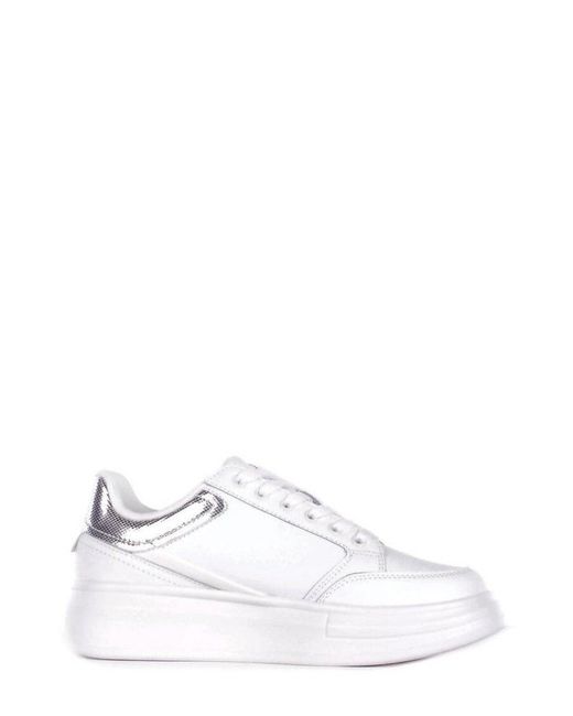Liu Jo White Logo-Plaque Lace-Up Sneakers
