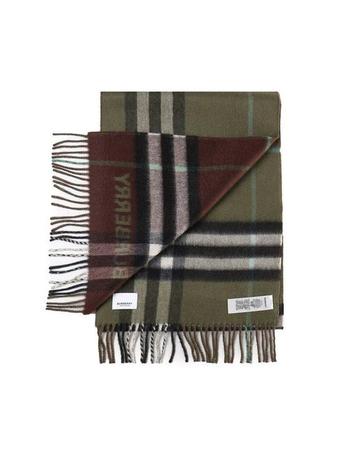 Burberry Green Vintage Check Cashmere Scarf for men