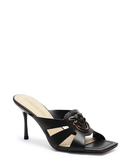 PINKO Black Leather Flat Sandals main image 0