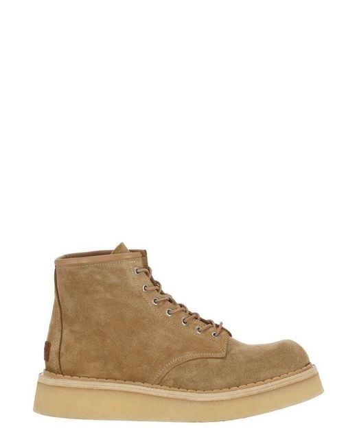 KENZO Brown Round Toe Lace-up Boots for men