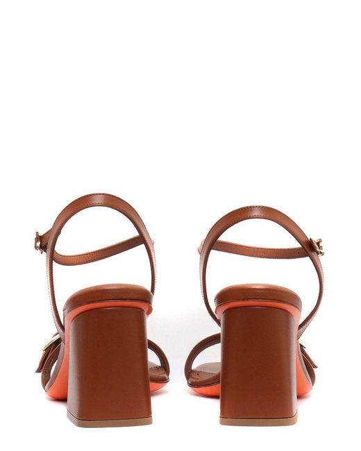 Santoni Brown Buckle Detailed Open Toe Sandals