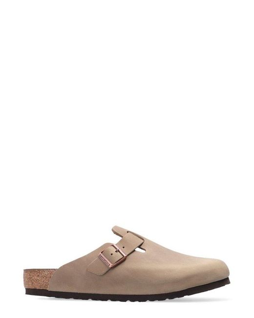 Birkenstock Brown Boston Big Buckle Slides for men
