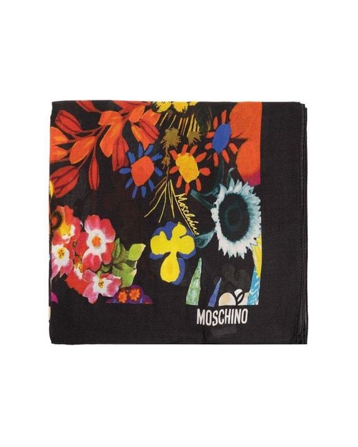 Moschino Black Floral Scarf,