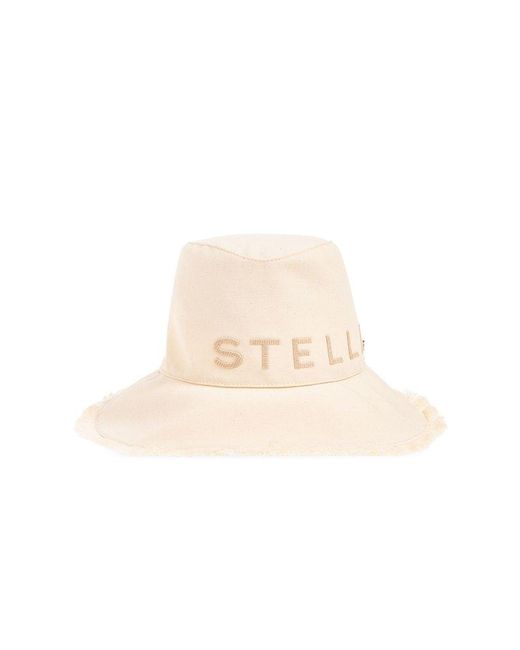 Stella McCartney Natural Bucket Hat With Logo,