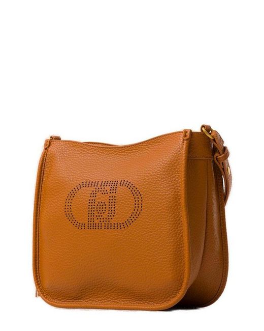 Liu Jo Brown Logo Perforated Crossbody Bag