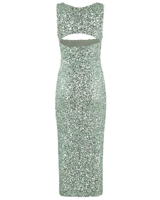 Moschino Green Jeans Sequin Embellished Sleeveless Maxi Dress