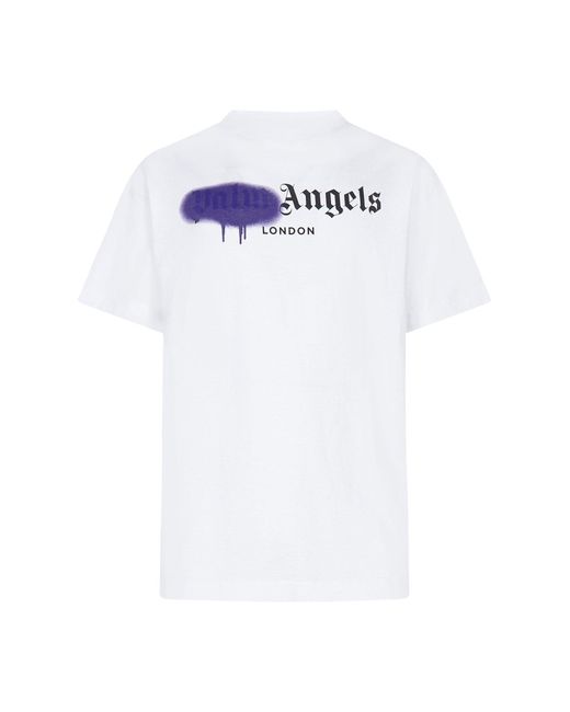 Palm Angels White Sprayed London Logo Print T-shirt for men