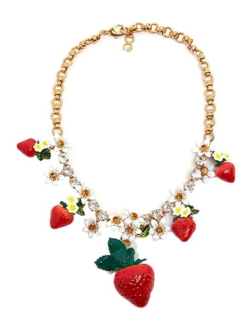 Dolce & Gabbana Multicolor Strawberries Charm Necklace