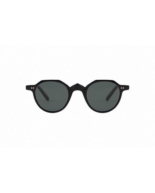 Lesca Black P21 Round Frame Sunglasses