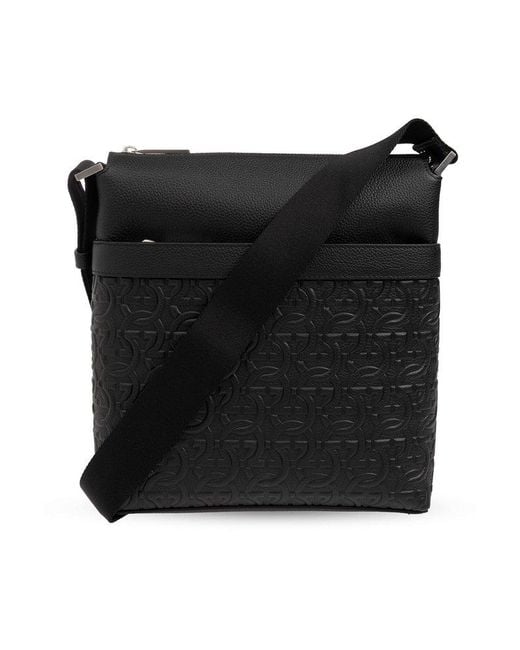 Ferragamo Black Shoulder Bag With Monogram, for men