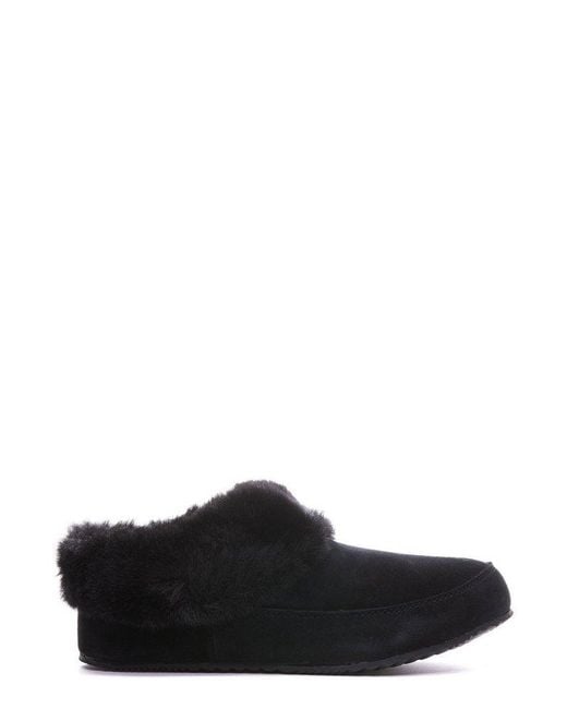 Sorel Black Faux-fur Trim Round-toe Slippers